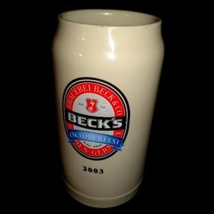 Becks Beer Oktoberfest 2003 Beer Stein 8" Tall, Stoneware Ceramic